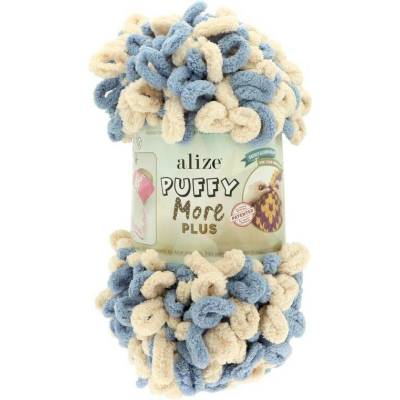 Alize Puffy More Plus 8005 světle béžová se světle modrou barvou