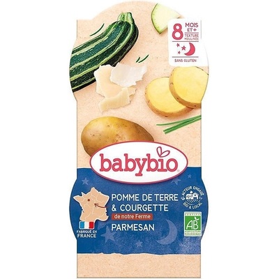 Babybio Био меню Babybio Лека нощ - Тиквички, картофи и пармезан, 8 м+, 2 х 200 g (3288131520889)