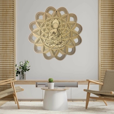 Vícevrstvý dřevěný obraz | Buddha v mandale: Rozměr 30 x 30 cm 4243-71778 PR0459
