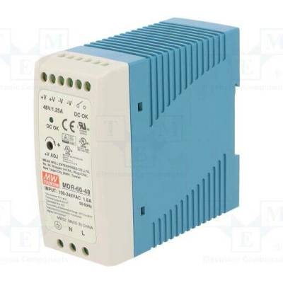 MEAN WELL MDR-60-48 Napájecí zdroj: spínaný; na lištu DIN; 60W; 48VDC; 1,25A; OUT: 1