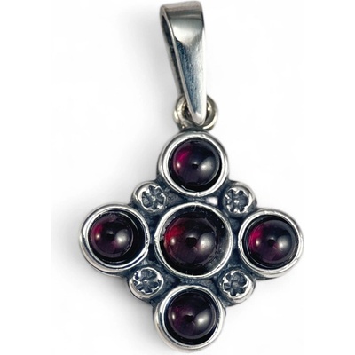 Drakkaria PRAGA středověký stříbrný přívěsek s granáty P42395