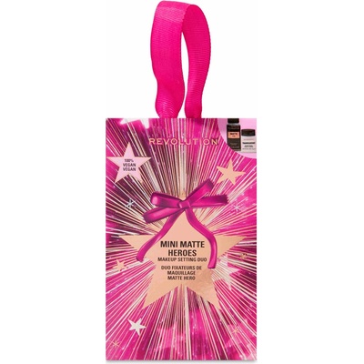 Makeup Revolution Xmas 2025 Baking Powder sypký púder 10 g + Makeup Revolution Pro Fix zmatňujúci fixačný sprej na make up 30 ml