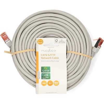 Nedis CCGL85220GY150 UTP / FTP Cat6 пач кабел, RJ45 с позлатени конектори, 10/100/1000 Mbit/s, дължина 15 м (CCGL85220GY150)