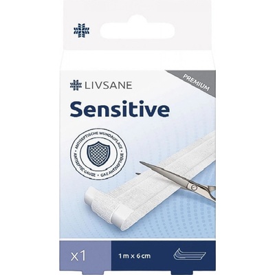 LIVSANE Náplasť Sensitive PREMIUM pás (1 m x 6 cm) na citlivú pokožku 1 ks