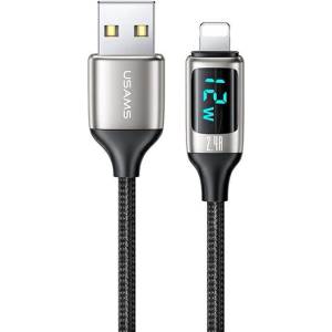 USAMS Кабел плетен U78 Lightning 1 M 2.4A Fast Charging, сребристо-чер (Usa001033)