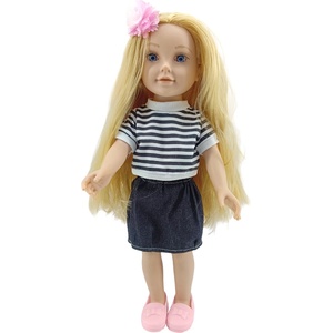 Moni Кукла Moni Toys - Pretty Girl, с раирана тениска и дънкова пола, 46 cm (111819)