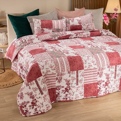 decoDoma Přehoz na postel VINTAGE ROSE bordó 180 x 200 cm – Zboží Dáma