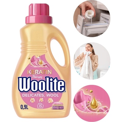 Woolite Keratin Therapy prací gél na jemné a vlnené prádlo 900 ml 15 PD