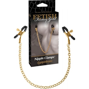 Златни скоби за зърна, зашеметяващи - Gold Nipple Chain Clamps (PIPE397727)