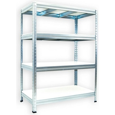 Biedrax Kovový regál do špajze 45 x 90 x 120 cm, pozinkovaný - 4 police biele lamino 12mm, 275 kg