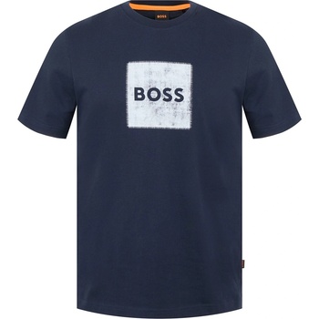 Image 1 of Boss Тениска Boss Men's Orange Box Logo Cotton Short Sleeve T-Shirt - Navy 404