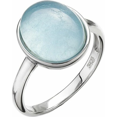 Evolution Group Stříbrný prsten ovál s pravým akvamarínem 15024.3