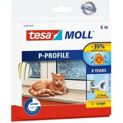 Tesa Tesamoll D Profil Tesniaca páska na dvere a okná 9 mm x 6 m biela 05390-00100-03 00102-00