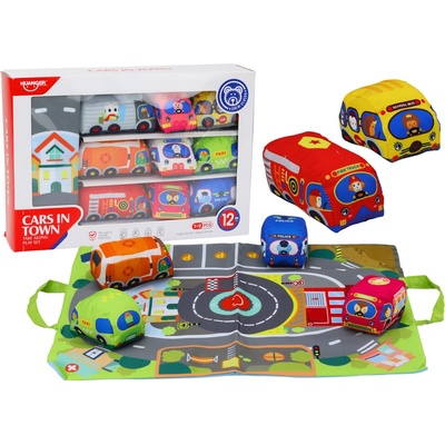 Mamido Súprava mäkkých autíčok hracia podložka 9 kusov