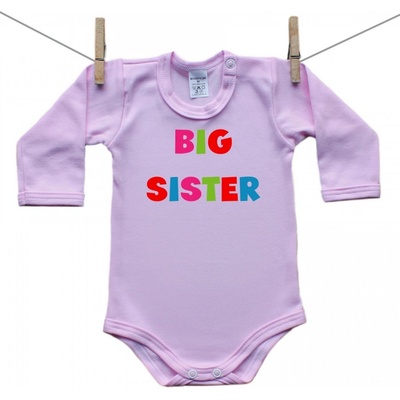 Boodyy Ružové Body s dlhým rukávom Big sister