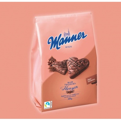 Manner Rum-Trüfflecreme Herzen 300 g