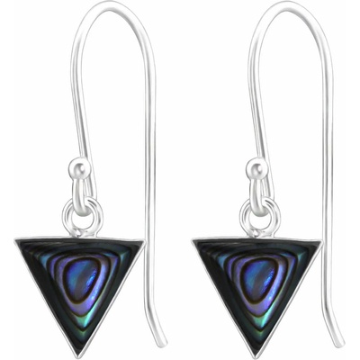 Bijutanki Сребърни Висящи Обеци - Триъгълник с Камък