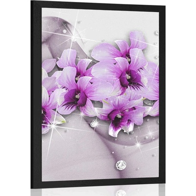 Plakát fialové květiny na abstraktním pozadí - 40x60 no frame