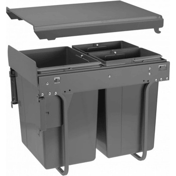 Interex design Výsuvný odpadkový kôš PLUTO s uchytením na dvierka - 20 L + 2 x 10 L / Antracit