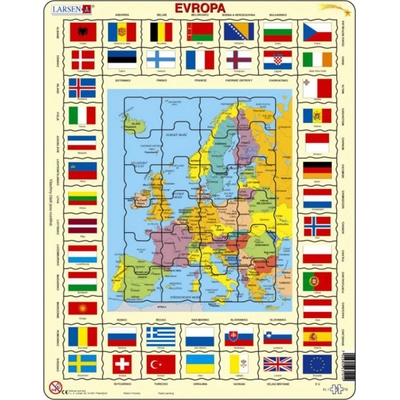 Larsen Výukové Evropa mapa a vlajky 70 dílků