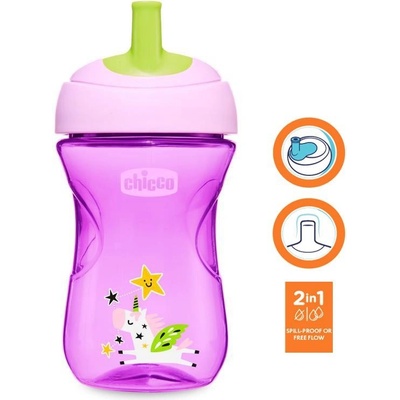 Chicco hrnček pokročilý so slamkovým náustkom 266 ml fialový