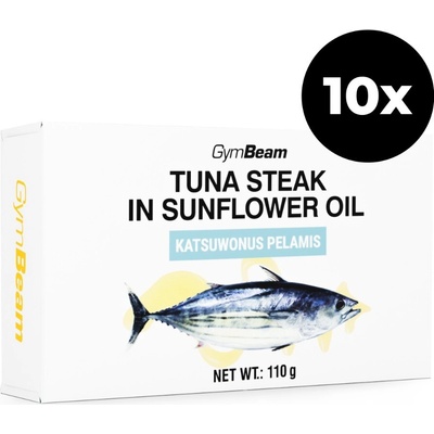 GymBeam Steak z tuniaka v slnečnicovom oleji 10 x 110 g