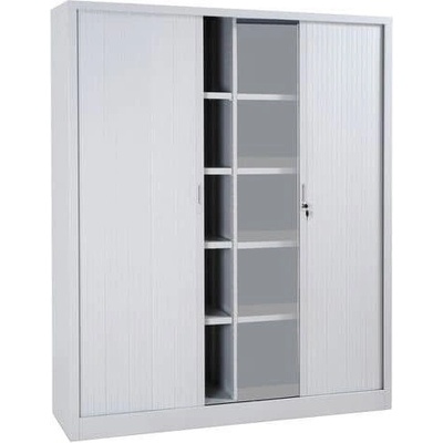 Manutan Expert Vysoká kovová spisová skriňa Manutan s roletou, 198 x 180 x 45 cm, svetlosivá