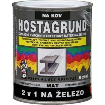 Barvy A Laky Hostivař Hostagrund 2v1 S2160 základní i vrchní barva na kov, 0199 černá, 600 ml