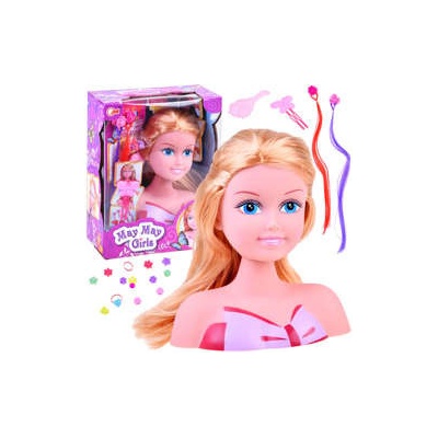 JOKO Bábika Hlava na česanie s príčeskami + ozdoby do vlasov blondína