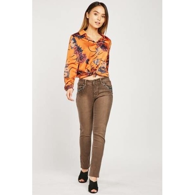 Onado skinny hnědé zdobené