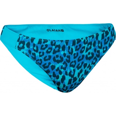 Olaian Spodný diel dievčenských plaviek Bella 500 leopard modrý