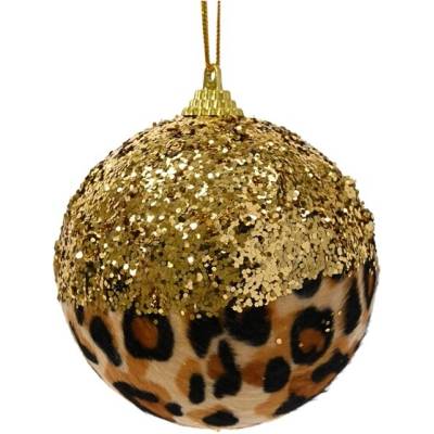 NENURODYTA_V Vánoční hračka na stromeček Decoris Leopard, hnědá, 8 cm
