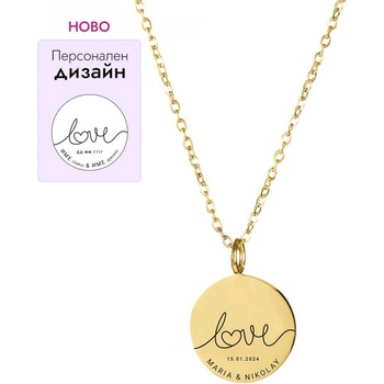 Bellita Персонализирано колие Bellita Love с имена и специална дата - златисто (BLT-EN502-G-LOVE)