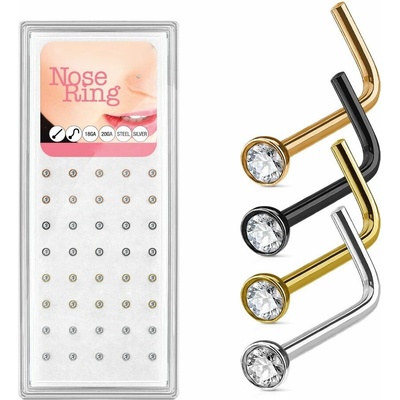 S4U Sada 40ti piercingů do nosu, 2,5 mm kámen 0,8 mm N0000-40