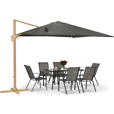Garden Point Градински чадър Siena 3x3m с покритие в цвят дърво и антрацит Garden Point (GAP1146)