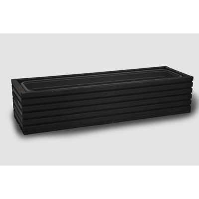 Vingo Dřevěný truhlík s plastovou vložkou - černý 44 x 20 x 14 cm