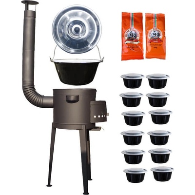 Green home kotlík na guláš smalt 1,2 mm 22 l, Green home poklice nerez INOX, Green home vysoká žáruvzdorná kotlina 42 cm PLUS 600, paprikový pepř na guláš 2 x 100 g, plastové boxy (misky) 12 ks 1000 m – Hledejceny.cz