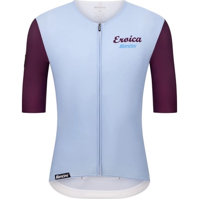 Santini Фланелка с къс ръкав за колоездене Santini Eroica Borgo Jersey Cycling jersey - Azzurro (056-3913-0112)