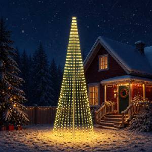 vidaXL LED Коледна Елха 470 см 1504 LED светодиода Топло бяло Стомана (42050860)