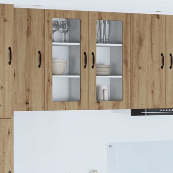 vidaXL Горен кухненски шкаф 2 pcs Дъб 40 x 31 x 80 см Инженерно дърво (885354)