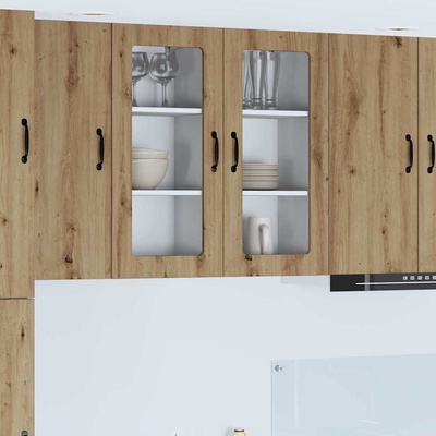 vidaXL Кухненски шкаф с рафт 2 pcs Дъб 40 x 31 x 80 см Инженерно дърво (885354)