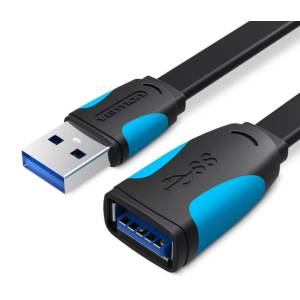 Vention USB 3.0, (удължител, плосък, черен), 1 м, кабел