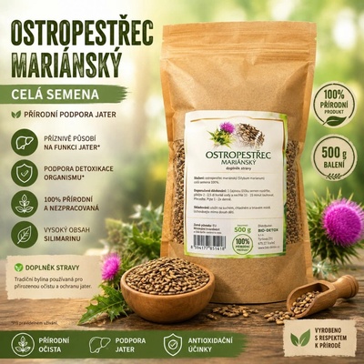 Bio Detox Ostropestřec Mariánský CELÁ SEMENA 500 g