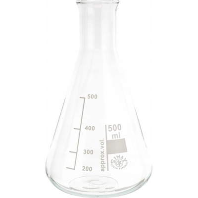 Skleněná Erlenmeyerova baňka kónická 500 ml Boro 3.3 úzké hrdlo SIMAX