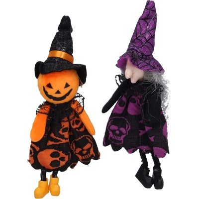 Wiky Dekorace Halloween čarodějnice/strašák na zavěšení 20x10x5 cm