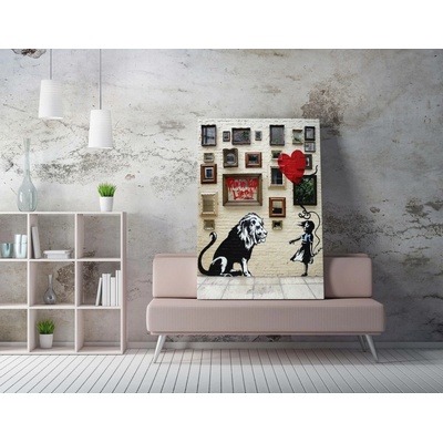 ASIR Obraz na plátně (50 x 70) Banksy Street Art – dívka a lev