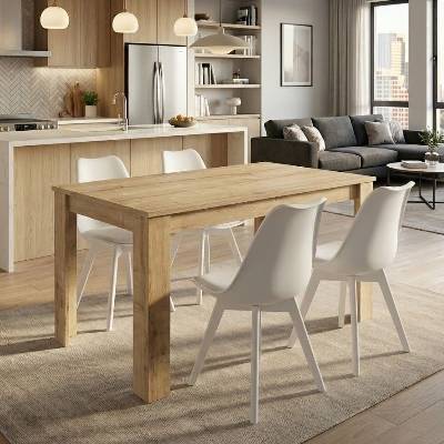 TopMebel Комплект за трапезария 5 части Darlen - Viva в цвят сапфирен дъб - бял 125x72x74см