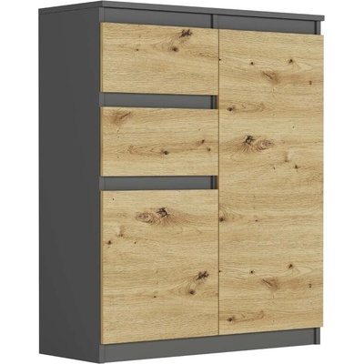 Framire Komoda se skříňkami a zásuvkami Antracit Mix Artisan 80 x 40 x 98 cm (Modern S2)