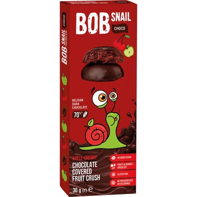 Eco Snack Bob Snail Choco bez přidaného cukru jablko, třešeň 30 g