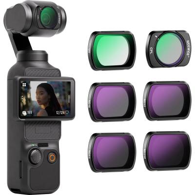 NEEWER Magnetic ND CPL UV filter set, compatible with DJI Osmo Pocket 3 / Pocket 4 / Xtra Muse, pack of 6 HD UV neutral density filters ND16, ND32, ND64, ND256 and circular polarization filter - 10104965